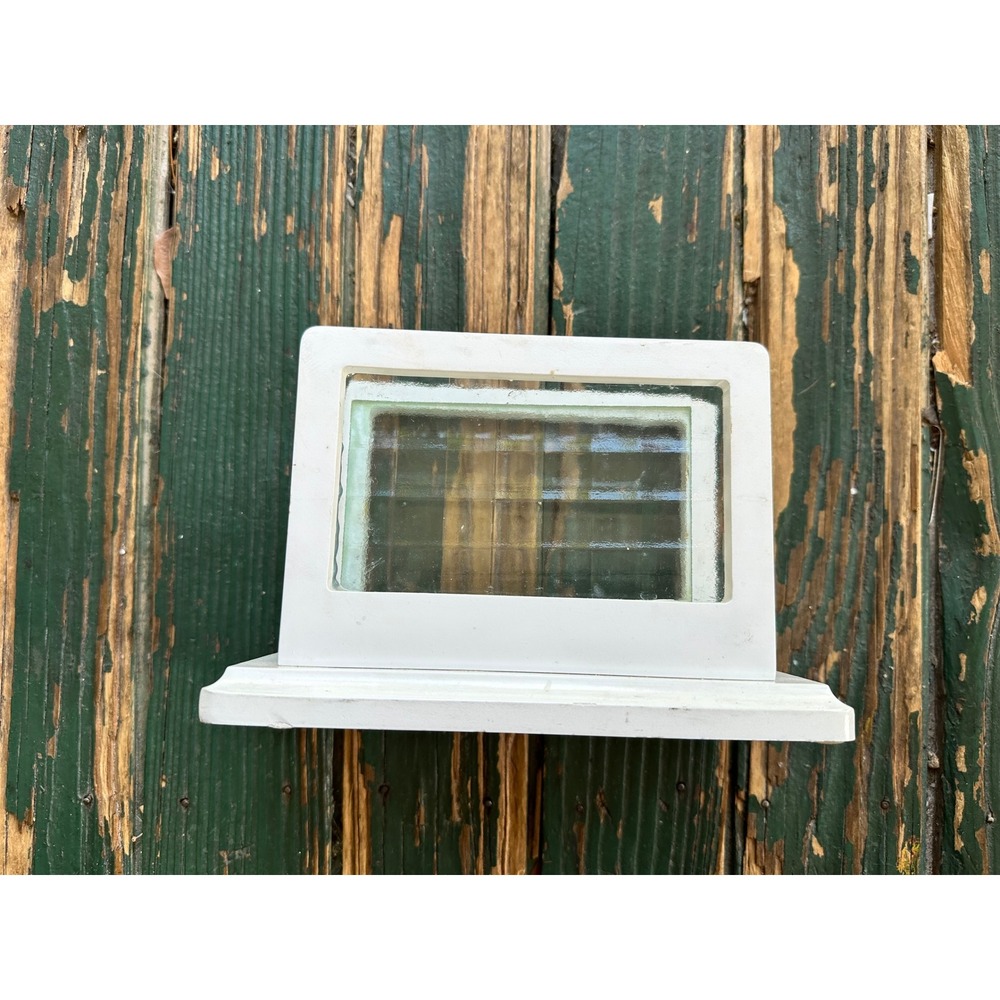 Pomerantz White Wood napkin holder Glass Window Pane Cottagecore Decor 8inch